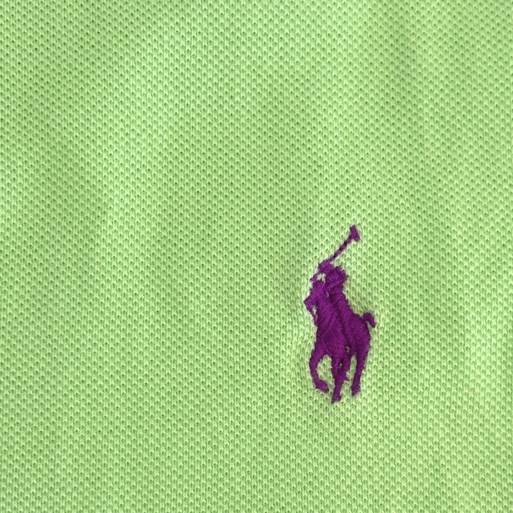 Polo Ralph Lauren Lime Green Polo Shirt Mens XL Short Sleeve Purple Pony Logo
